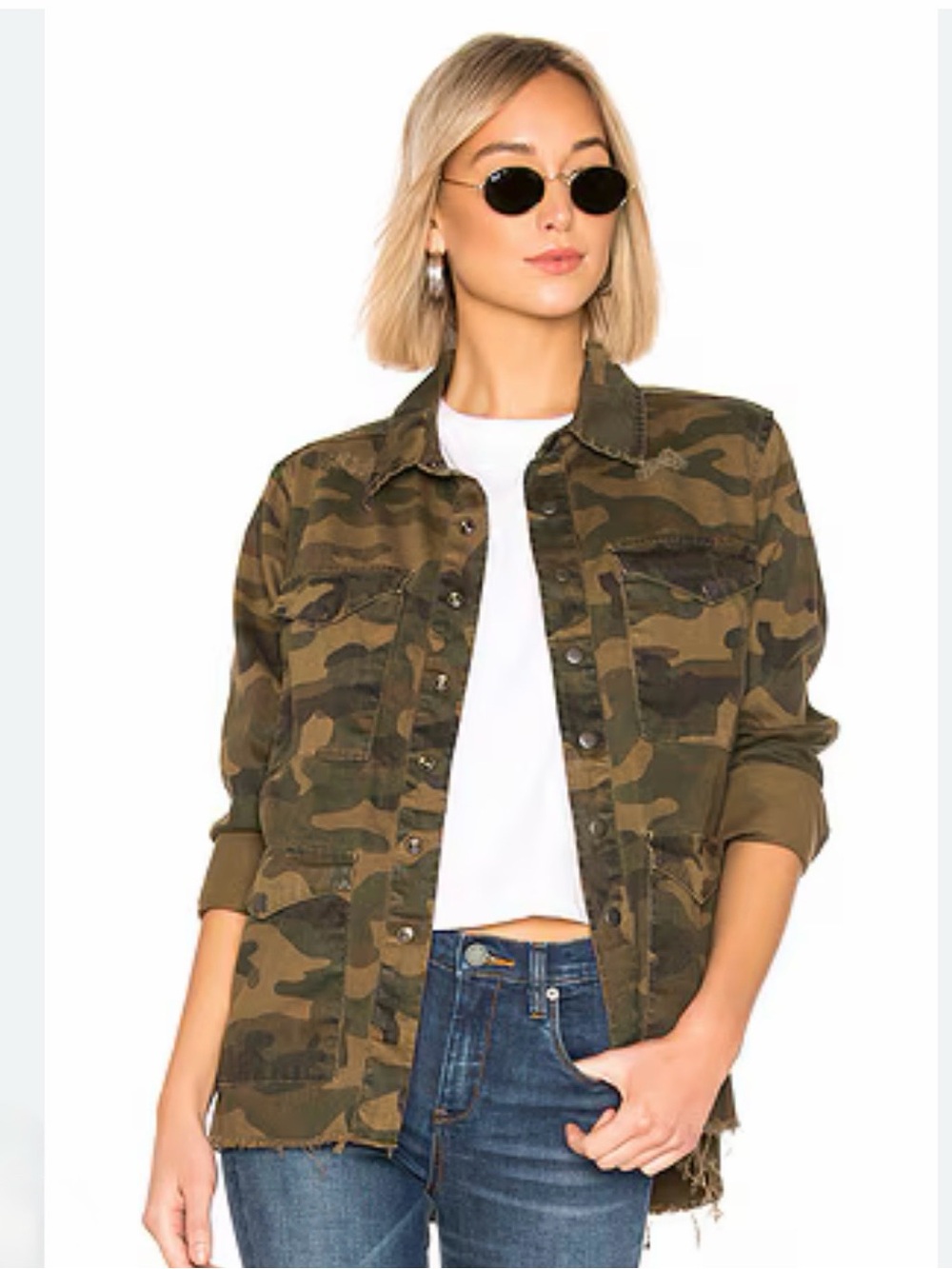 Blank NYC Camo Utility Jacket in Olive and Brown- reversible